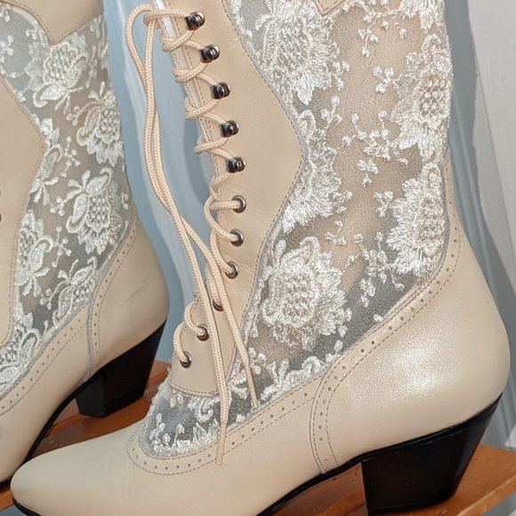 Oak Tree Farms Cream Wedding Boots - Picture 2 of 4